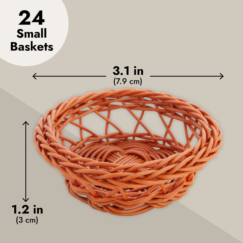 24 Pack Small Woven Basket Set, 3.1x1.2 Inches, Bulk Mini Wicker Baskets for Favors