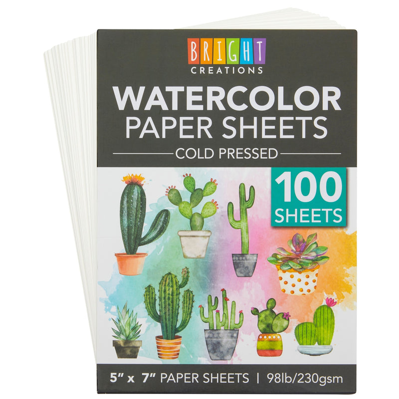 Cold Press Watercolor Paper, Bulk for Kids, Artists, Students (5x7 In, 100 Sheets)
