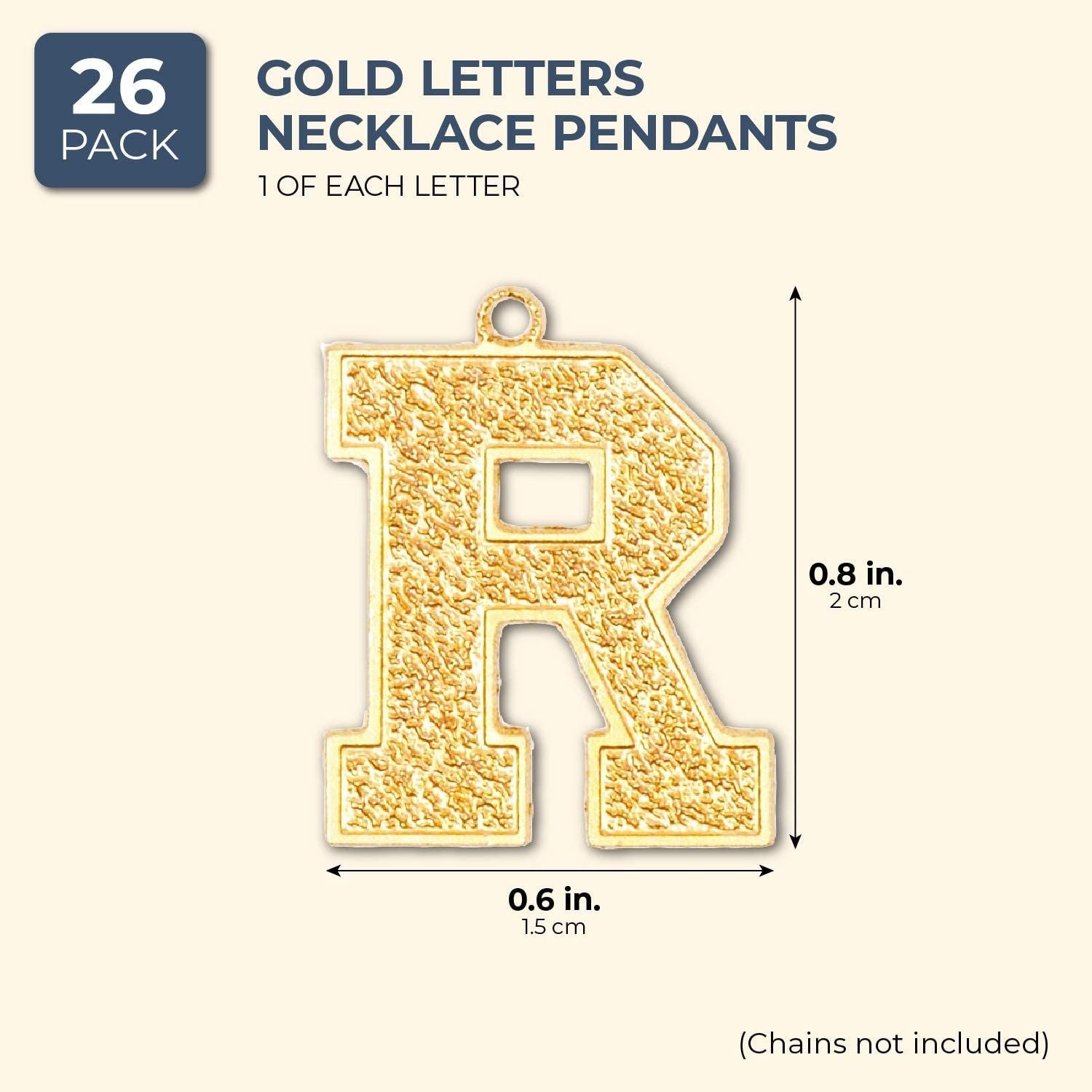 Gold Letter Pendant Charms for Jewelry Making and Crafts (Gold, 26