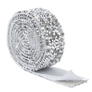 7 Rolls Crystal Rhinestone Adhesive Strips for Crafts, Decor, Gifts (4 Sizes, Silver)