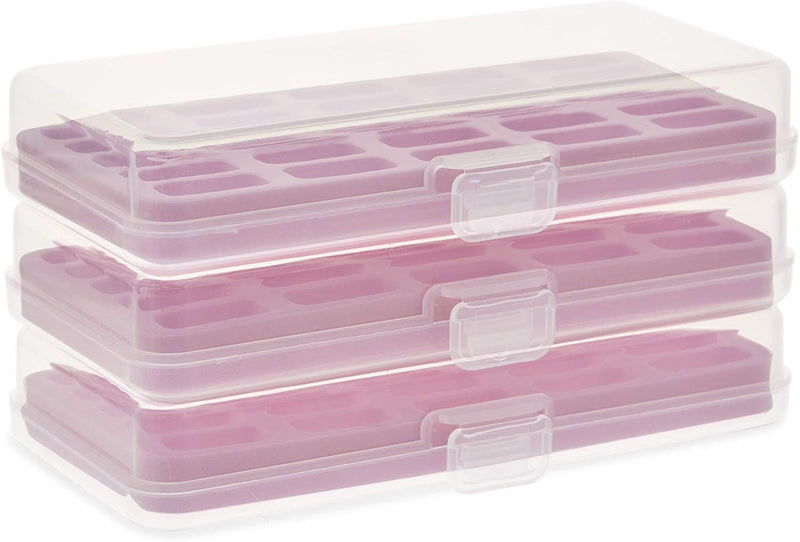 3 Pcs Clear Plastic Bobbin Case Holder Storage Box for Sewing Threads, Jewelry Crafts, 30 Grids, 7.15" x 3.5" x 1.15"