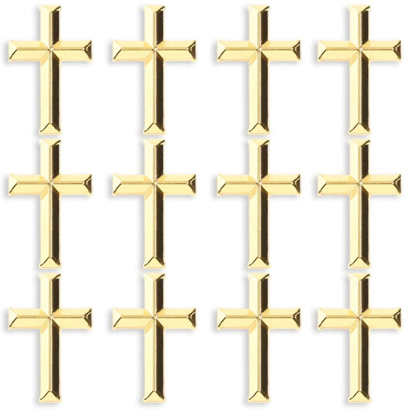 Gold Cross Lapel Pins, Enamel Pin Set (1 in, 12 Pack)