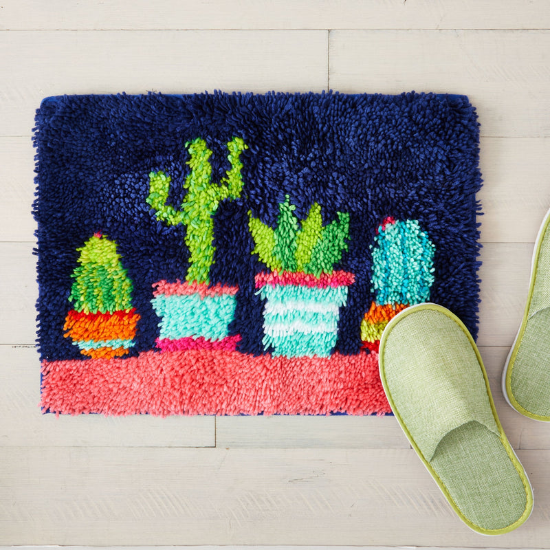 5-Piece Cactus Latch Rug Hooking Kits for Beginners, DIY Crafts (20 x 15 In)