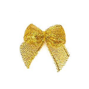 350 Pack Mini Gold Satin Ribbon Bows with Self-Adhesive Tape for Crafts, Gift Present Wrapping, Christmas Wreath, 1.5"