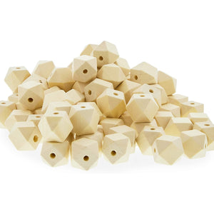 100-Pack 20mm Natural Geometric Wooden Beads with Threading Holes, 0.79-Inch Wood Shapes for Jewelry Making, Prayer Beads, Scoring Wire, Crafting and Art Supplies