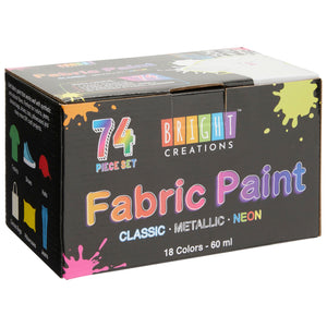 Permanent Fabric Paint Set for Clothes, 18 Colors, 5 Brushes, Palette, Stencils for T-Shirt Canvas (Classic/ Metallic/ Neon)