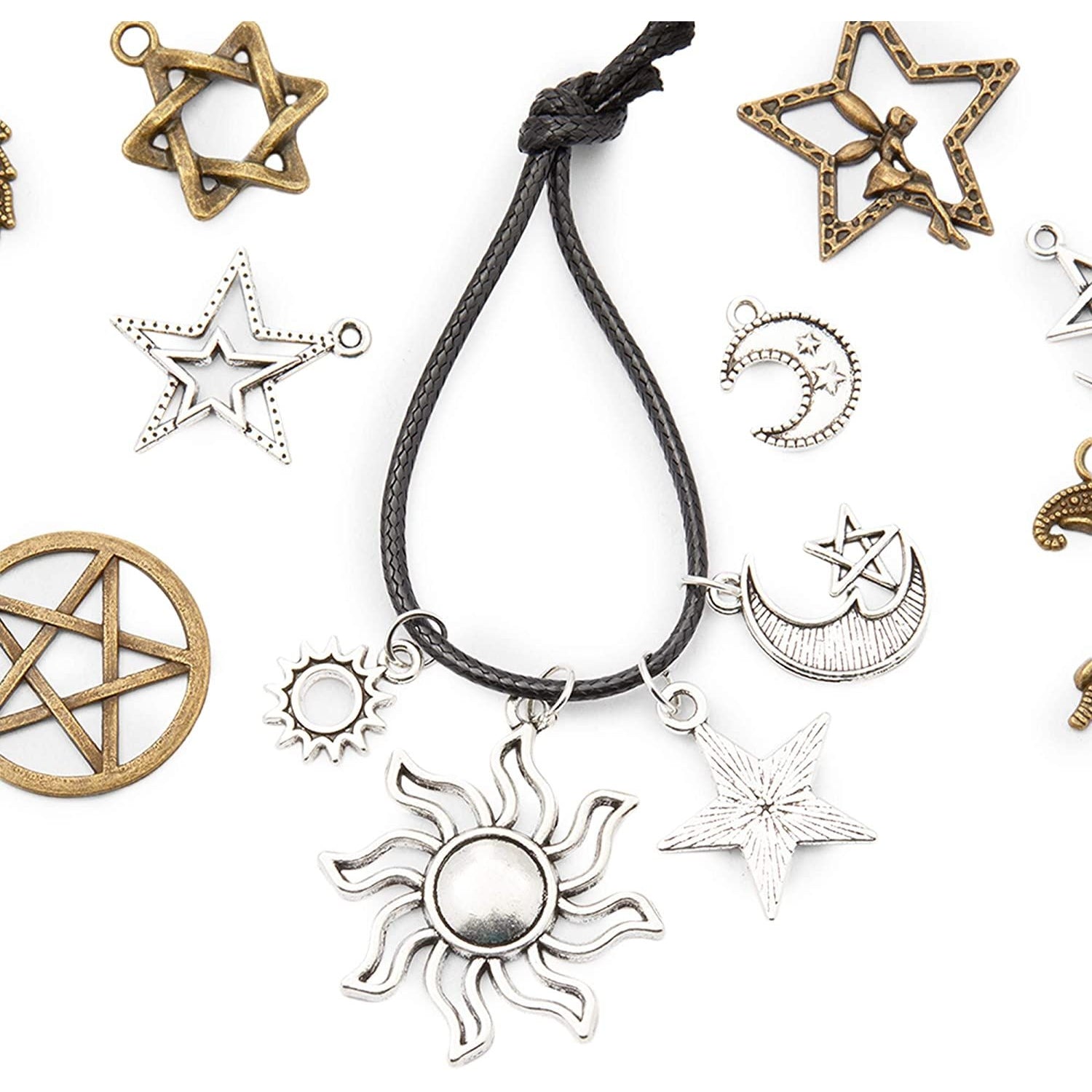 Bright Creations Moon and Star Charms for Jewelry Making (2 Colors, 120  Pieces)