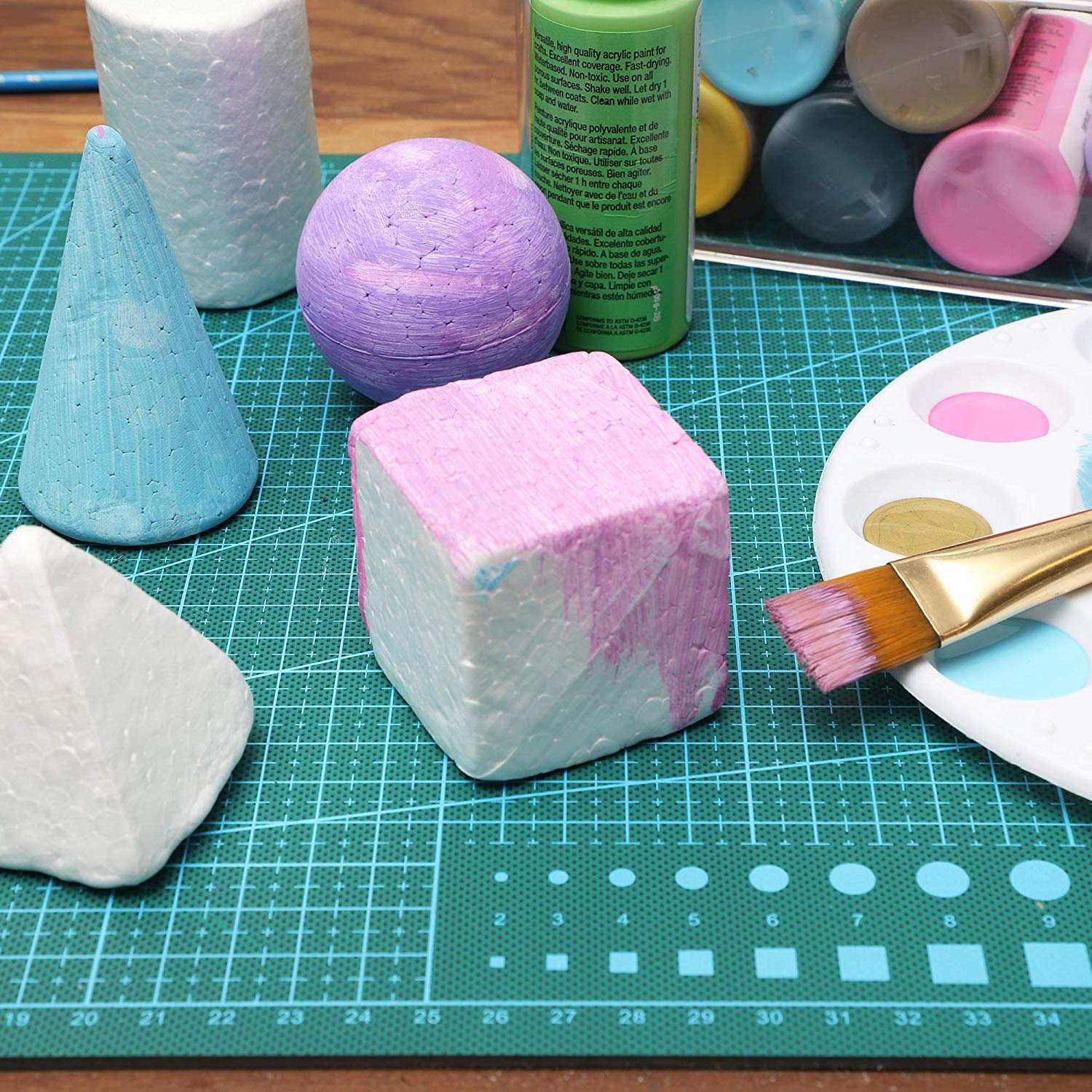 2x 10 Pieces Blank White Cylinder Shape Styrofoam Foam Material for Kids  Art