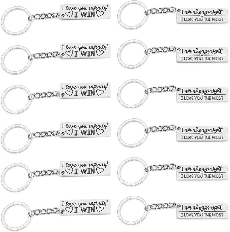 Couples Silver Keychains Set (0.6 x 4 In, 6 Pairs, 12 Count)