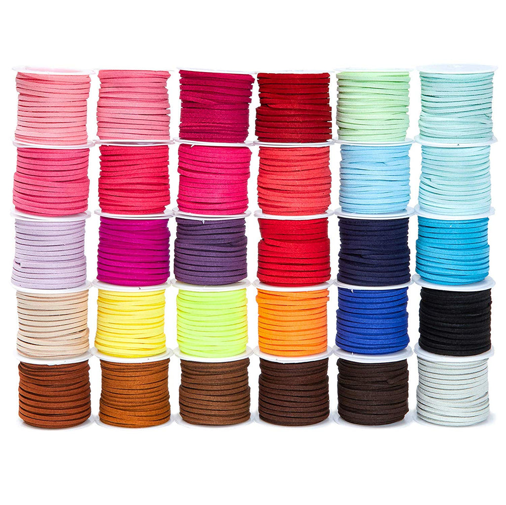 30 Pack Leather Cord Lacing for Jewelry Making, DIY Crafts (5.5 Yards/Spool, 30 Colors)