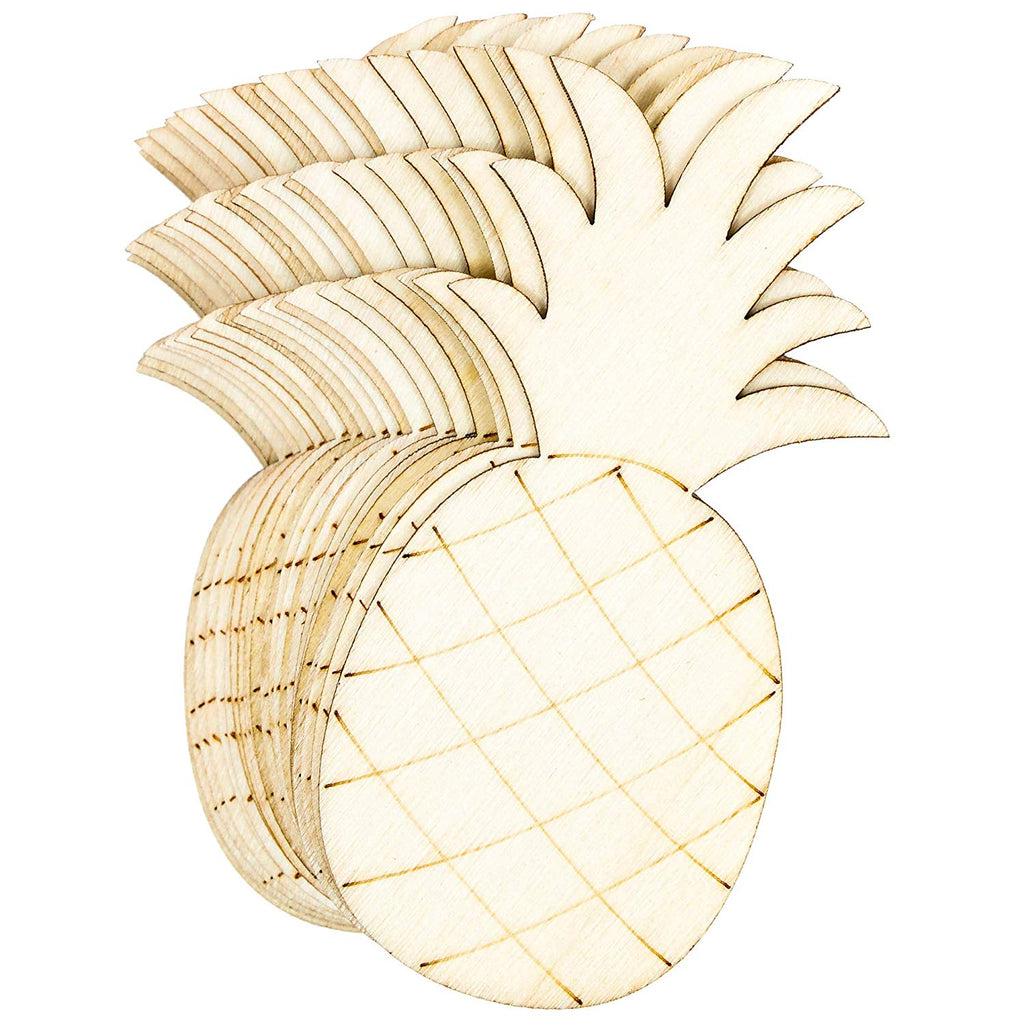 Wood Cutouts for Crafts, Wooden Pineapple (2 x 4.3 in, 24-Pack)