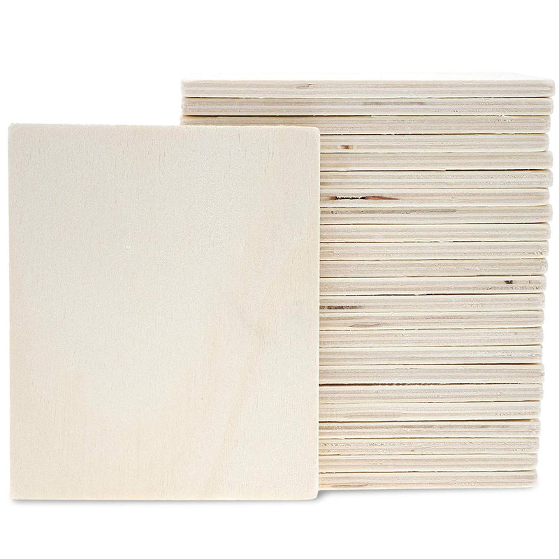 Wooden Cutouts for Crafts, Wood Rectangle (5.5 x 4.5 In, 24-Pack)