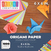 Origami Paper, Double Sided (20 Colors, 6 In, 1000 Sheets)