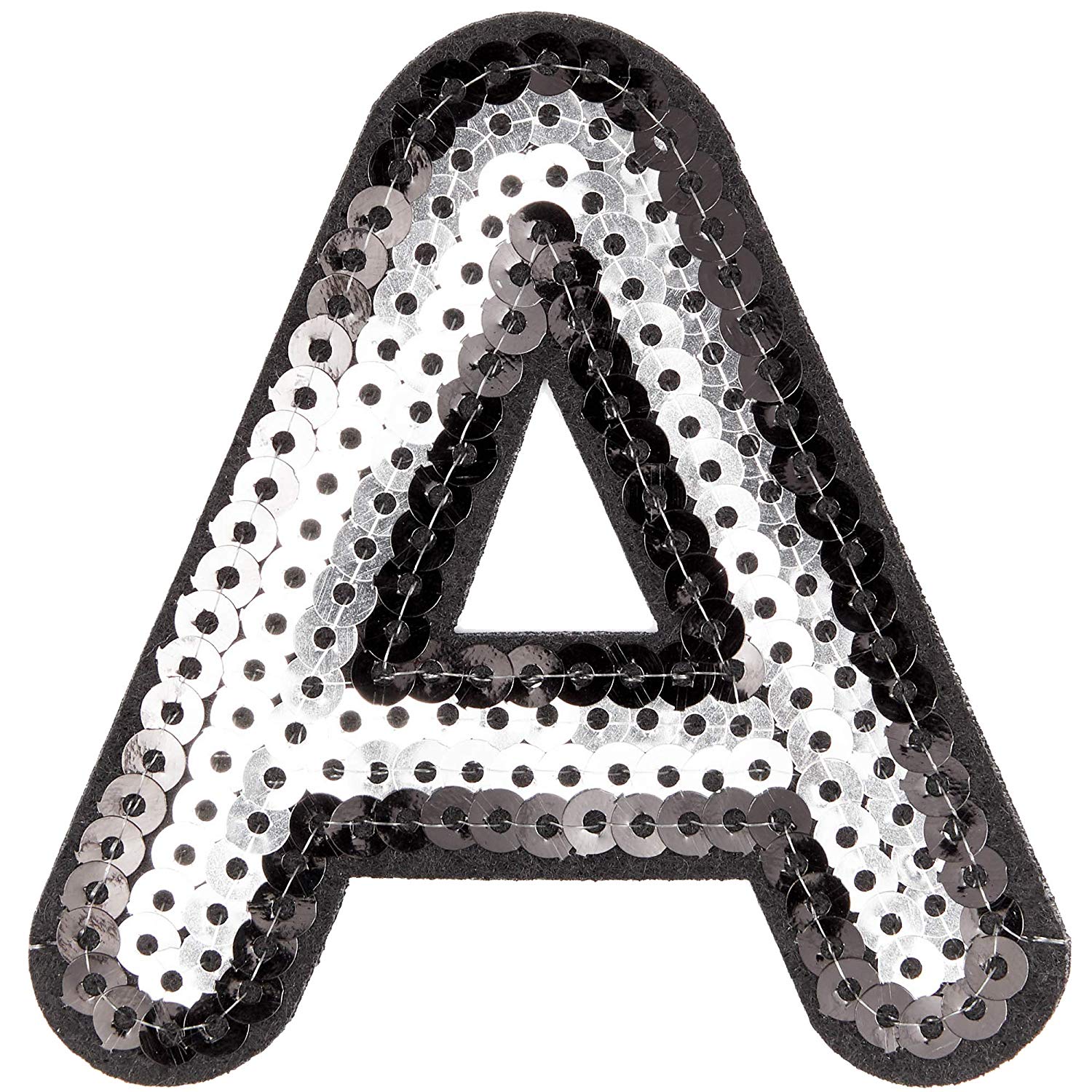 Iron on Letters for Clothing, A-Z Sequin Embroidery Patches for Jackets & Denim (3.7 x 3 in, 27 Pieces)