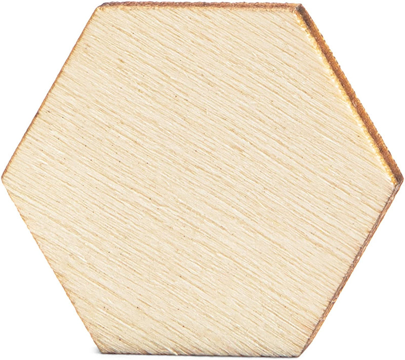 Unfinished Wood Hexagon Cutouts for Keychain Blanks (1 x 0.84 in, 100 Pack)