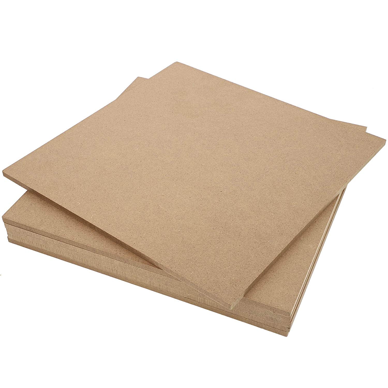 20 Pack Blank Wood Boards for Crafts, 1/4 inch Thick Square MDF Chipboard Sheets (12x12 in)