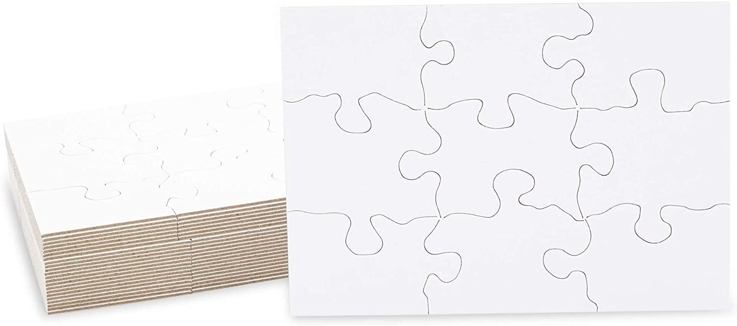 Blank Jigsaw Puzzles, 9 Pieces Each (5.5 x 4 in, 24 Sheets)