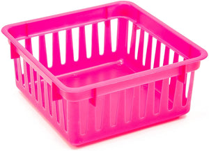 12-Pack Colorful Small Storage Baskets Plastic Bins for Organizing Shelves and Desks, Arts and Crafts Containers for Home, School, Office (4 Colors, 5.3 x 5.3 x 2.4 in)