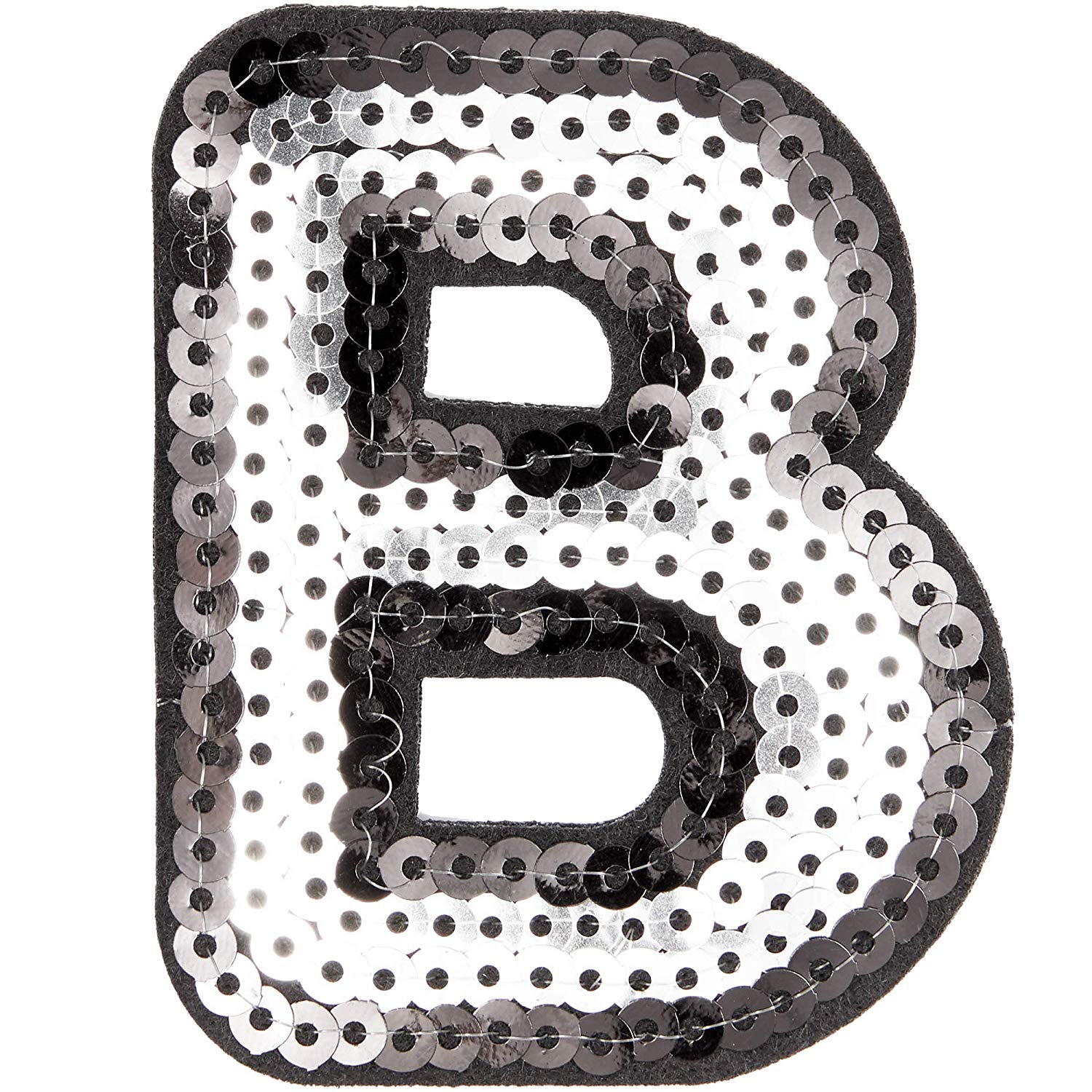 3 Embroidered Iron-On Letter Patches, Alphabet Appliques, Letter Patches  for Clothing, DIY Craft - White/Black/White