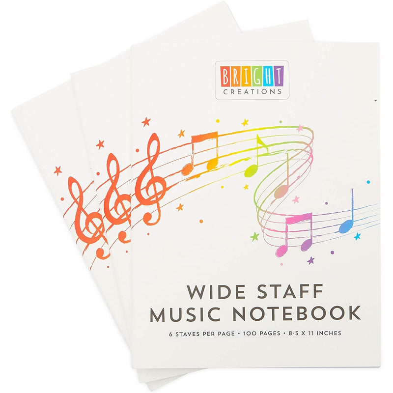 Music Composition Notebooks, Manuscript Staff Paper for Kids, 50 Sheets (3 Pack)