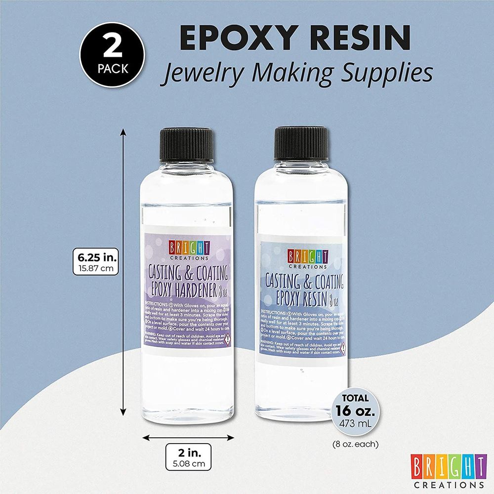 Clear Casting Epoxy Resin for Jewelry Making, DIY Crafts (8 oz, 2