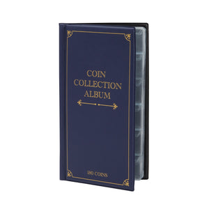 2 Pack Coin Collection Album, Holds Up To 180 Coins Each (6.5 x 11.4 In, Dark Blue)