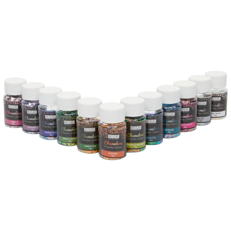 12 Pack Holographic Chameleon Glitter Powder for Arts and Crafts, Epoxy Resin, Slime, Nail Glitters, Assorted Colors, 0.4 oz