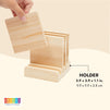 Unfinished Wood Coaster Set with Holder and Foam Dots (10 Pieces)