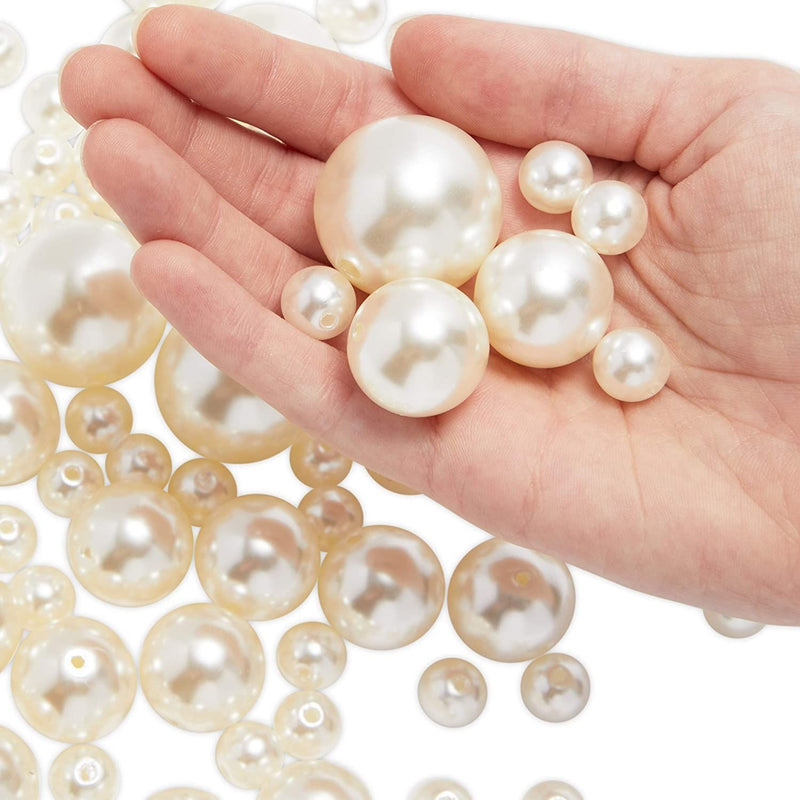 Polished Pearl Beads for DIY Crafts (Ivory, 90 Pieces)