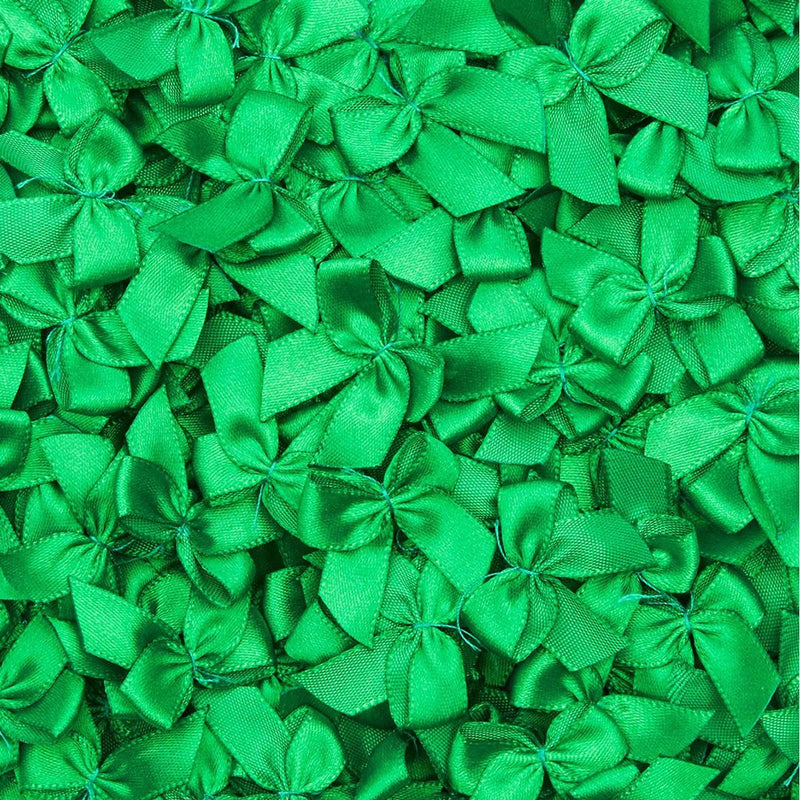 Mini Satin Ribbon Bows for Crafting (Green, 1 Inch, 350-Pack)