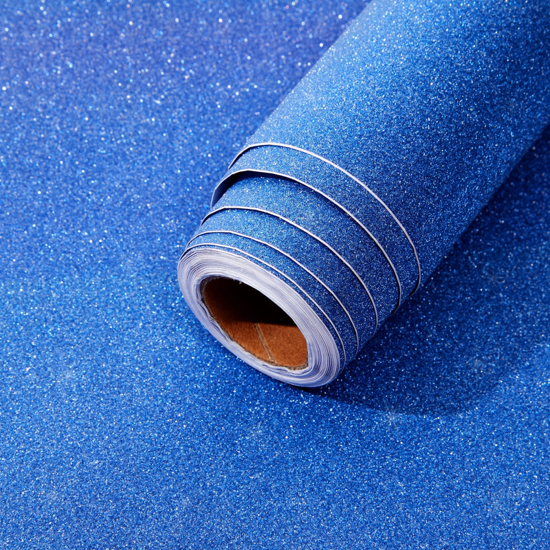 Blue Glitter Contact Paper Roll for DIY Crafts, Peel and Stick Art Decal for Scrapbooking (17.7 In x 16.5 Ft)