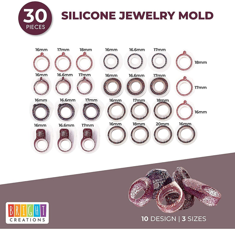 Resin Casting Kit for Rings, Round & Rhombic Cut for DIY Jewelry Making, Craft Supplies
