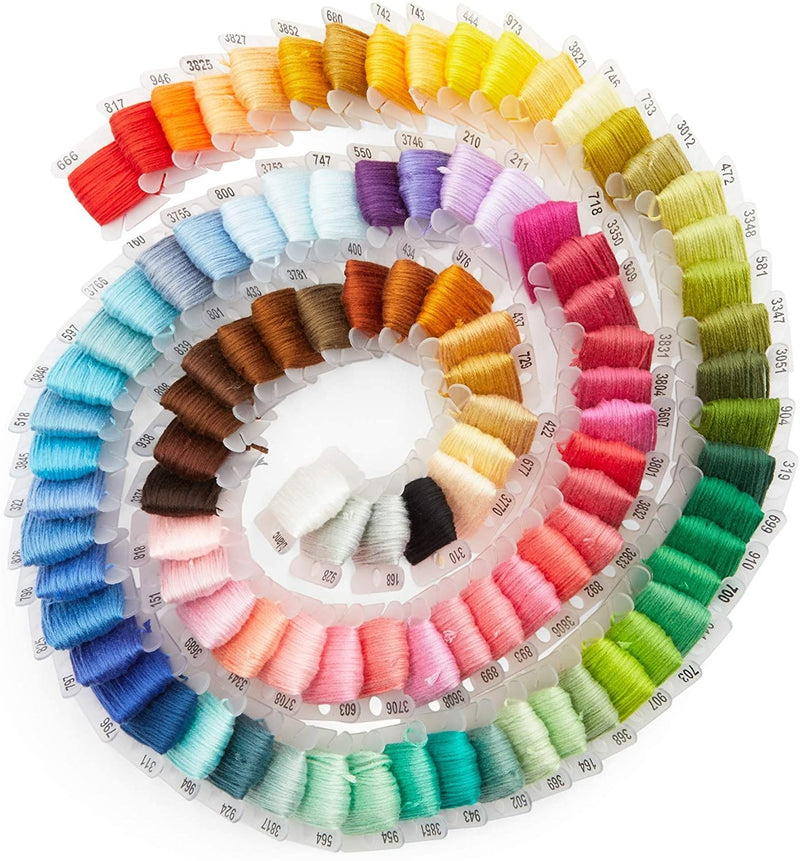 Embroidery Floss Kit for Beginners with Bobbins, Beads, Ribbons, Tools (376 Pieces)