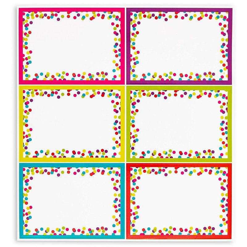 144 Pieces Decorative Name Tag Stickers for Clothes – Classroom Blank Sticky Labels to Write on for Student Desks, Bin Labels, Teacher Supplies, 6 Designs (3.5 x 2.5 Inches)