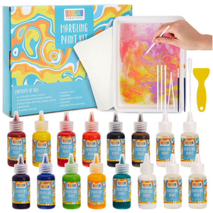36 Piece Marbling Paint Art Kit for Students, Kids Crafts Activities, 12 Colors