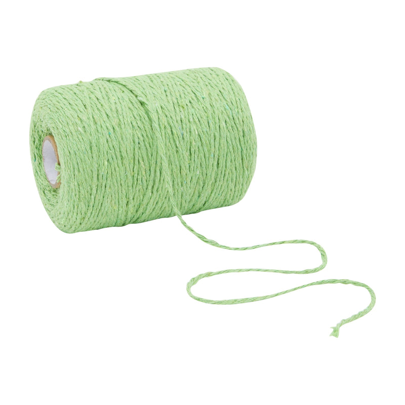 Green Cotton Twine, String for Crafts, Macrame, Gifts (2mm, 218 Yards, 2 Spools)