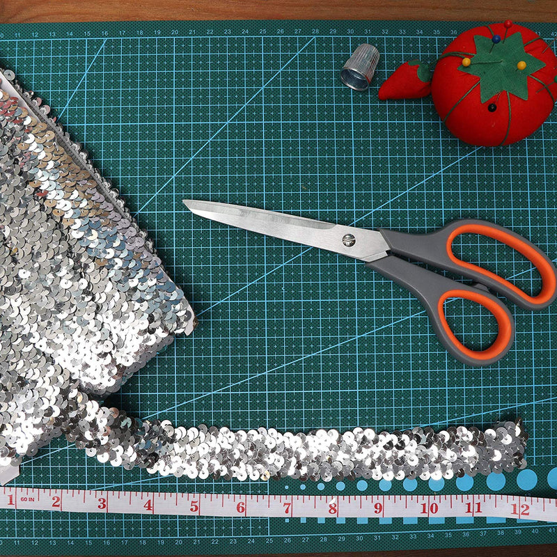 Sequin Trim, Sewing Accessories and Supplies (Silver, 10 Yards)