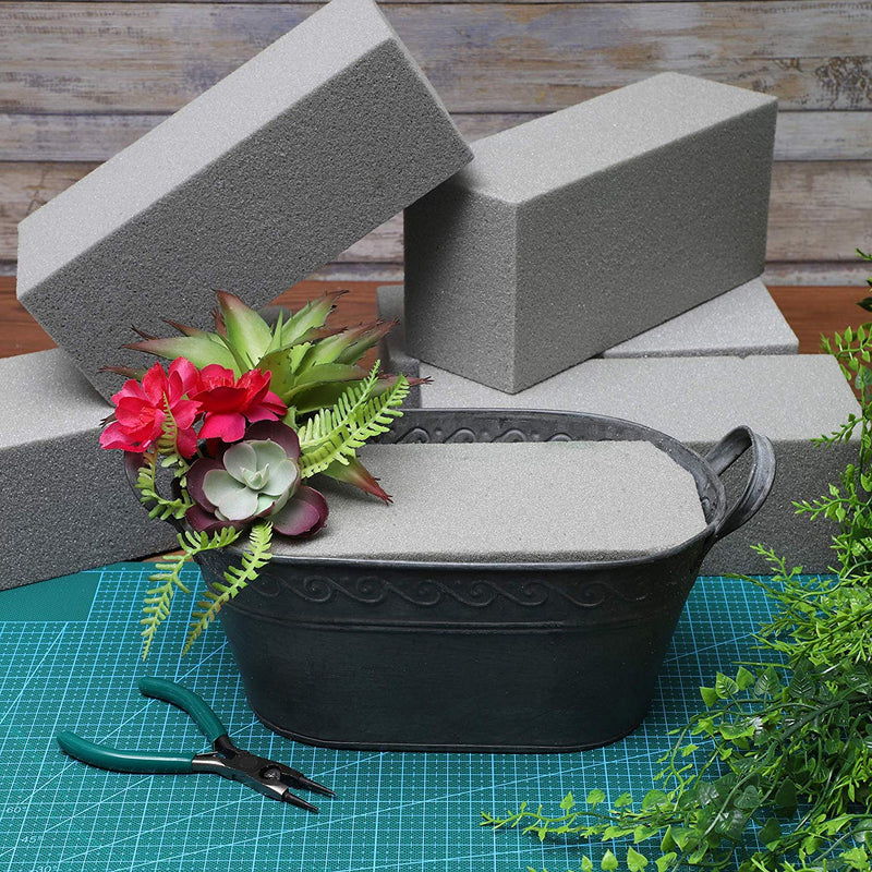 Dry Floral Foam Blocks for Artificial Flower Arrangements (9 x 4.2 x 3 in, Grey, 6 Pack)