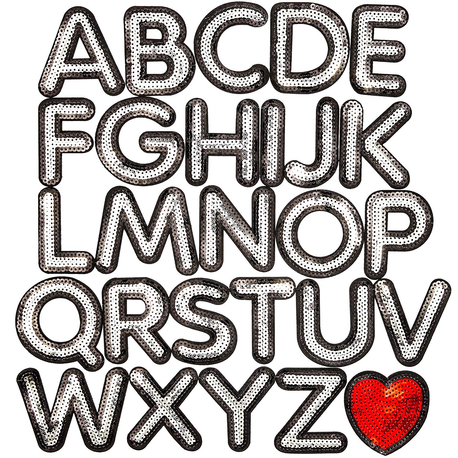 ALPHABET LETTERS embroidered iron-on PATCH APPLIQUE - CHOOSE BLACK, RED or  WHITE
