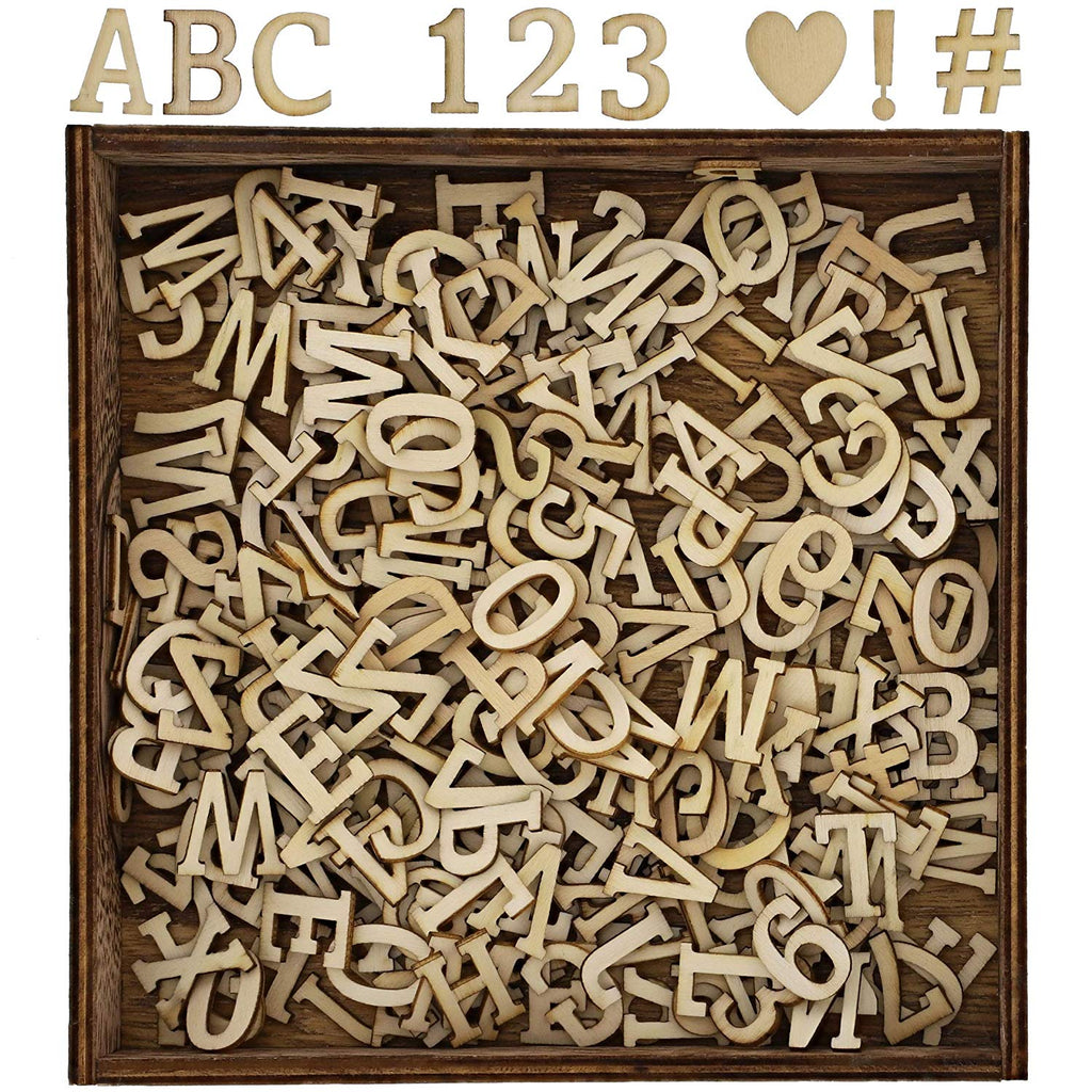 Wooden Shadow Box with Alphabet Letter Cutouts (6.8 x 6.8 x 0.9 In)