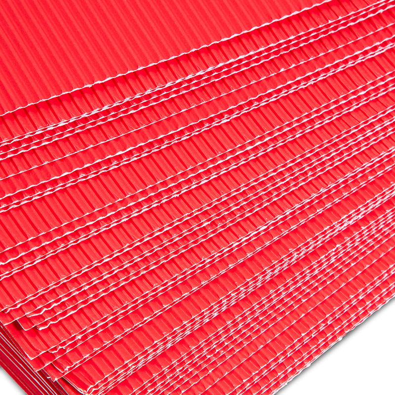 Corrugated Cardboard Paper Sheets (8.5 x 11 in, Red, 48 Pack)