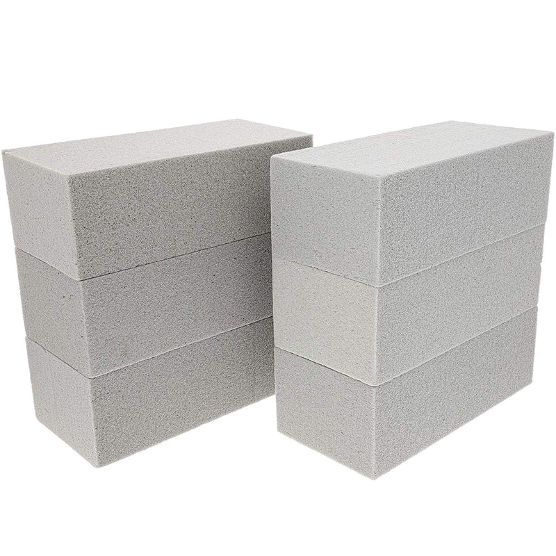 Dry Floral Foam Blocks for Artificial Flower Arrangements (9 x 4.2 x 3 in, Grey, 6 Pack)