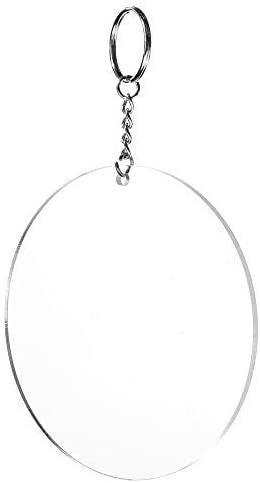 20-Pack 4-Inch Clear Round Acrylic Keychain Blanks, 1/8-Inch Thick Plastic Circles with 10 Metal Chains, Rings, and Clasps for Custom Keychains, Christmas Tree Ornaments, Crafting and Art Supplies