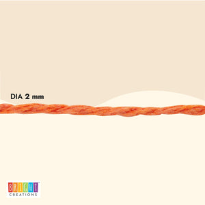 Orange Cotton Twine, String for Crafts, Macrame, Gifts (2mm, 218 Yards, 2 Spools)