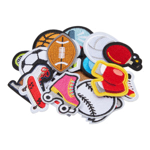Sports Iron On Patches (20 Piece Set) Balls Embroidered Applique Sew On Clothing Backpack Hat Jacket