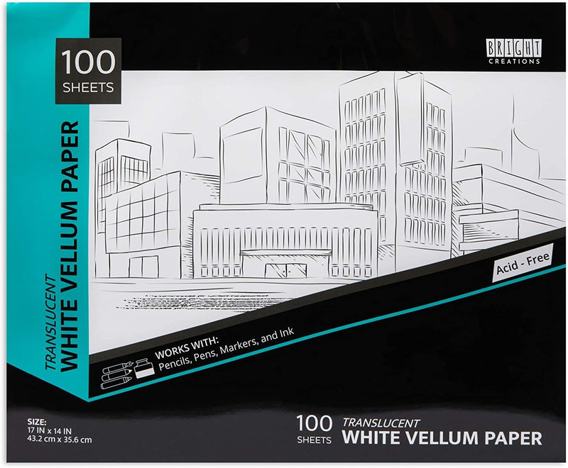 Translucent Vellum Paper Pad for Arts and Crafts, 100 Sheets (17 x 14 in)