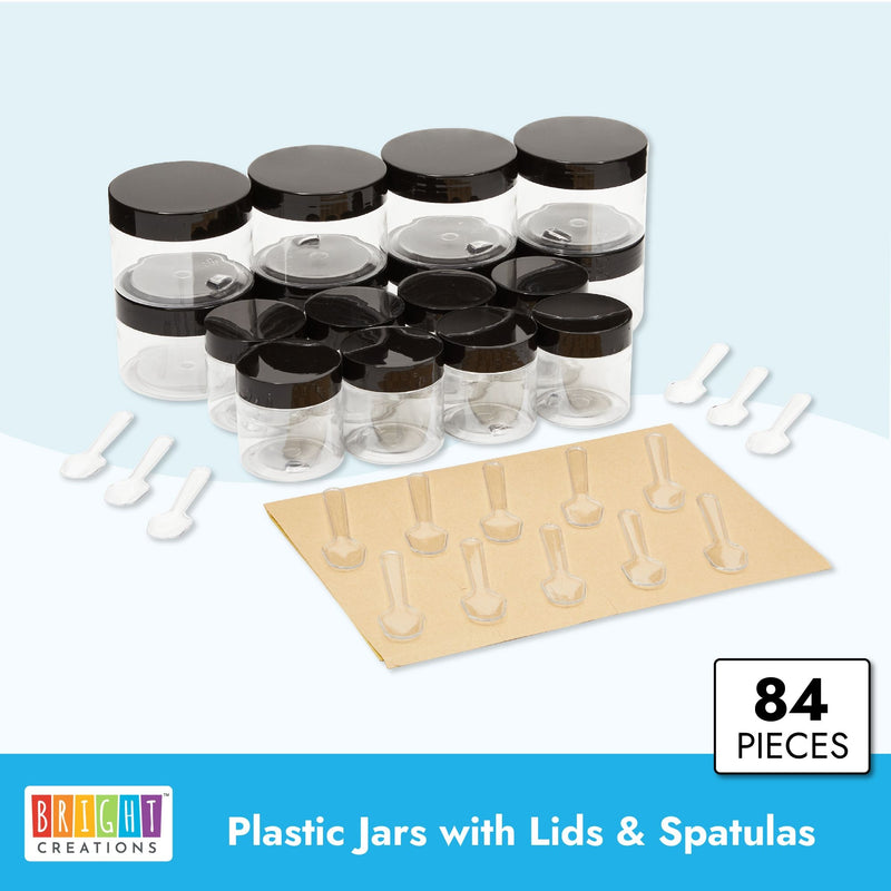 Plastic Jars with Lids, Labels, Spatulas for Makeup, Crafts (2 Sizes, 16 Jars)