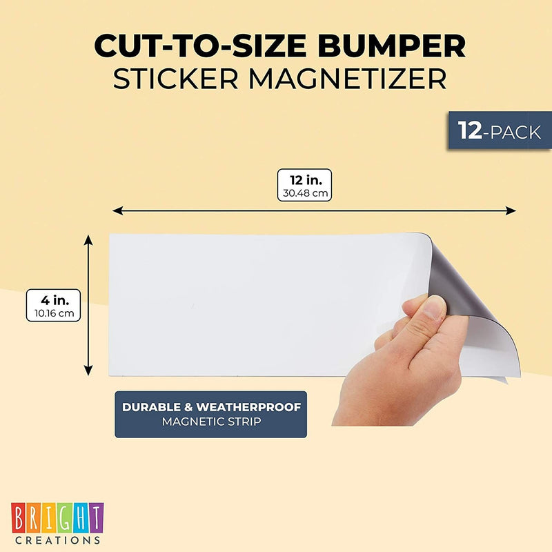 Blank Magnetic Car Signs, Non-Adhesive Magnetic Sheets (12 x 4 in, 12 Pack)
