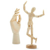 7" Wooden Hand Model and 8" Posable Wooden Mannequin Figure for Drawing, Adjustable Art Supplies (2-Piece)