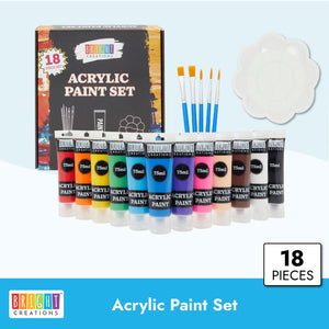 Acrylic Paint Set for Kids with Brushes and Palette (12 Colors, 18 Pieces)